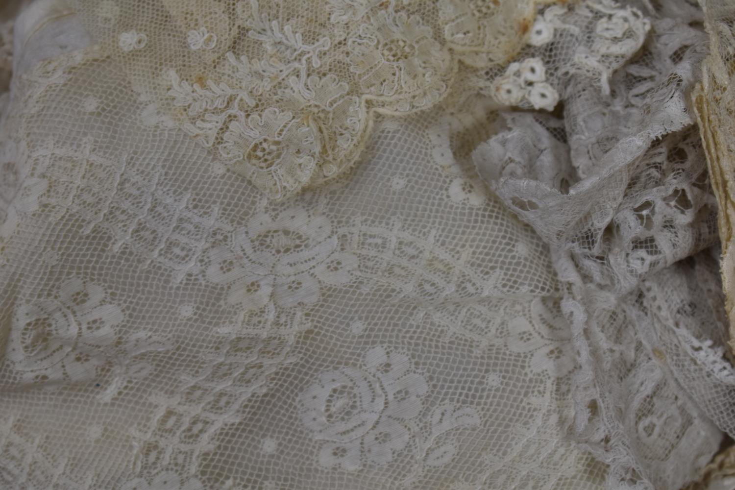 A Collection of Early Lace, Silks, Fabric, Feathers etc - Image 4 of 4