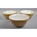 Three Vintage Glazed Mixing Bowls