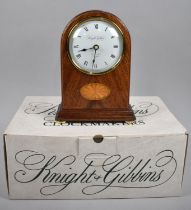 A Modern Mahogany Cased Arch Top Mantel Clock in the Edwardian Style with Battery Movement and