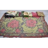 A Woven Woollen Blanket, 190x130cm Together with Scatter Cushions etc