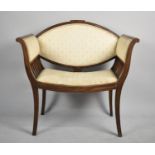 A Mahogany Framed Scroll Arm Seat with Oval Back, 90cm wide