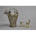 A Collection of Silver Filigree Basket, Flowers and Miniature Farmer with Llama