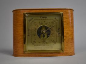 A Mid 20th Century Shortland Compensated Wall Hanging Oak Cased Aneroid Barometer, 22cms by 15cms