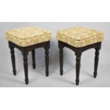 A Pair of Modern Tapestry Topped Stools