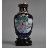 A Chinese Cloisonne Vase on Wooden Stand, 20cm high