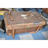 A Vintage Canvas and Leather Suitcase, 90cm Wide, Condition Issues