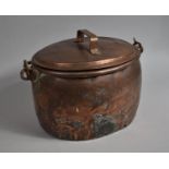 A Large Late 19th Century Oval Lidded Cooking Pot with Iron Handle, 50cm