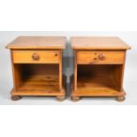 A Pair of Stained Pine Bedside Drawers, 46cm wide