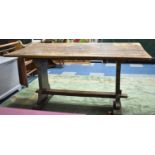 An Edwardian Refectory Dining Table, Plank Top Quite Badly Warped, 155x75cm