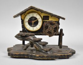 A Mid 20th Century Japanese Novelty Mantel Clock in the Form of a Watermill with Musical Movement,