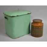 An Enamelled Breadbin together with a Hornsea Storage Jar