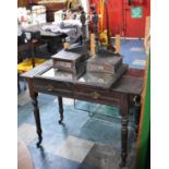 A Late Victorian/Edwardian Two Drawer Dressing Table for Restoration, 108cm wide