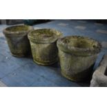 A Set of Three Reconstituted Stone Garden Planters, 43cm Diameter and 37cm high