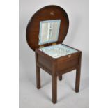A Mid 20th Century Oak Sewing Table with Circular Hinged Lid, 49cm Diameter, Satin Lined Interior