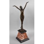A Reproduction Bronze Study of Bronze Maiden with Arms Raised, after Chiparus, Tapering Square