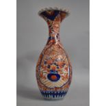 A Large Japanese Imari Vase with Wavy Rim, Hairline Crack to Neck, 38cm high