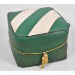A Mid 20th Century Square Leather Green and Cream Footstool