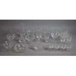 A Collection of Various Cut Glassware to comprise Tazza, Dish, Jug, Vase, Sherry Glasses Etc