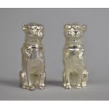 A Pair of Silver Plated Pepperettes in the Form of Seated Dogs, 6.75cms High