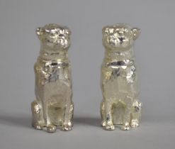 A Pair of Silver Plated Pepperettes in the Form of Seated Dogs, 6.75cms High