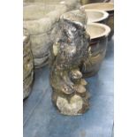 A Reconstituted Stone Garden Ornament, Long Eared Owl, Condition Issues and Losses