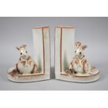 A Pair of Studio Pottery Glazed Terracotta Bookends, Daube and Wattle's Pottery, 14cms high