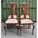 A Set of Four Mid 20th Century Queen Anne Style Dining Chairs