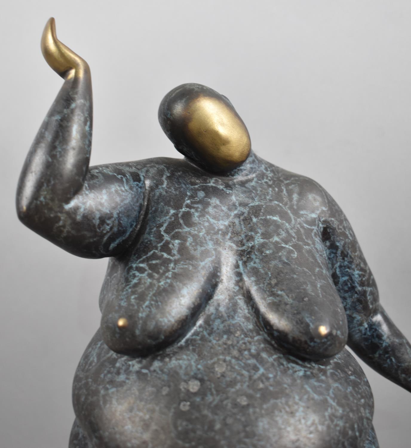 A Modernist Bronze Sculpture of a Standing Nude on a Rectangular Plinth Base, 45cms High - Image 2 of 2