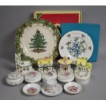 A Collection of Various Ceramics to Comprise Spode Christmas Plate, Coalport Cottages, Lidded