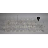 A Collection of Various 19th Century and Later Glass to Comprise Elliptical Etched Sherries, Wrythen
