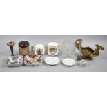 A Collection of Various Ceramics and Glass, Silver plated Vase