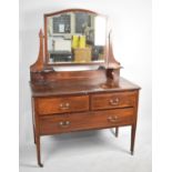 An Edwardian Mahogany Inlaid Dressing Chest with Two Short and One Long Drawers, Rectangular Swing