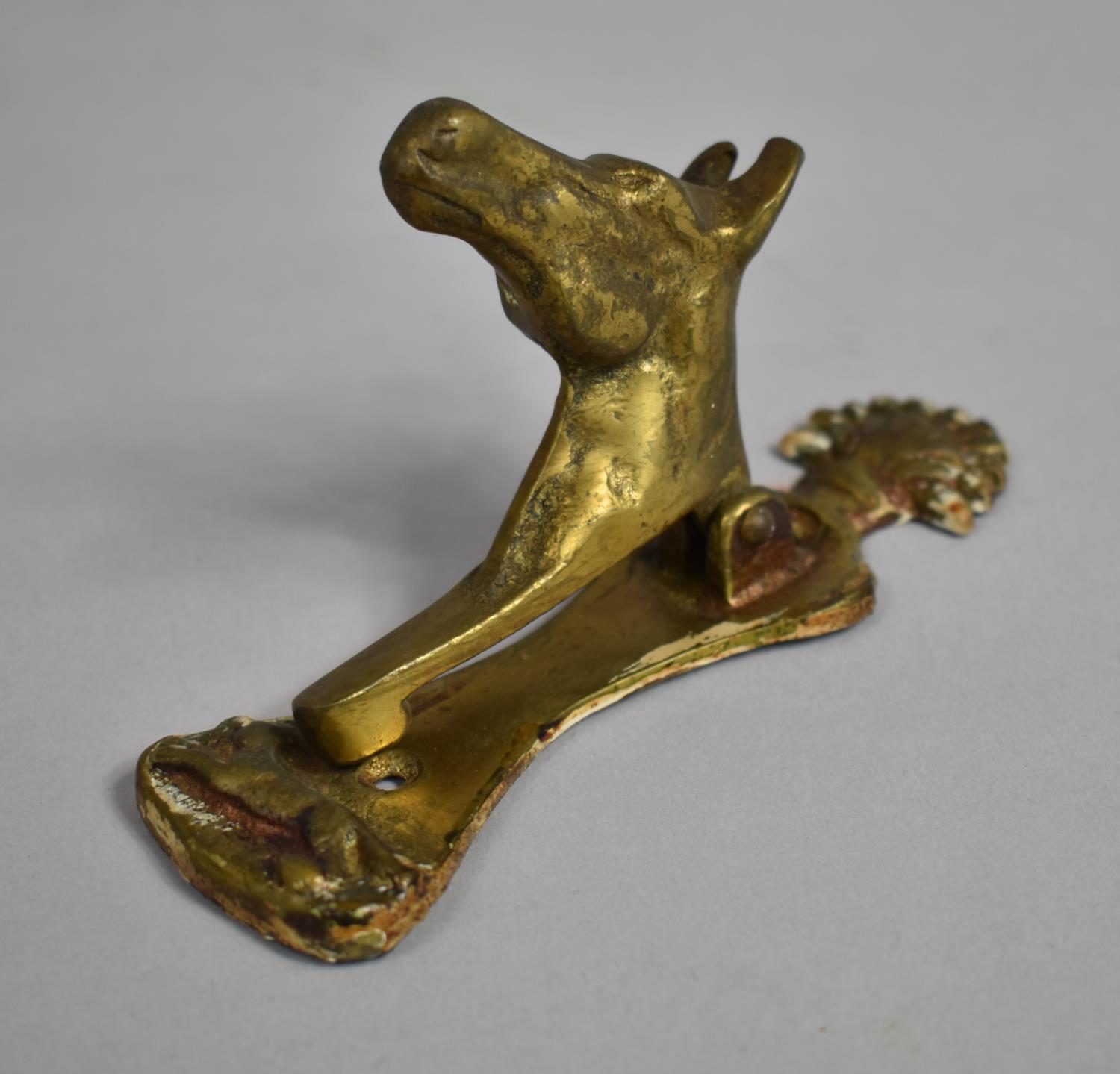 A Novelty Brass Door Knocker Decorated with Horses Head and Galloping Fox, 13.5cms High - Image 2 of 2