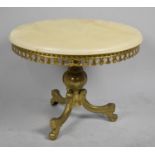 A Circular Brass and Onyx Coffee Table on Tripod Scroll Support, 60cm Diameter