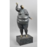 A Modernist Bronze Sculpture of a Standing Nude on a Rectangular Plinth Base, 45cms High
