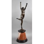 A Reproduction Art Deco Style Bronze Figure of Dancing Girl After Bruno Zach, on Tapering Circular