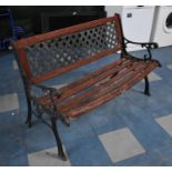 A Vintage Garden Bench with Cast Iron Ends, 126cm Wide, Condition Issues
