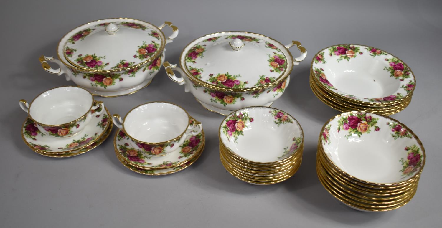 A Collection of Various Royal Albert Old Country Roses to Comprise Lidded Tureens, Two Soup Bowls,