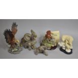 A Collection of Various Ceramic and Resin Animal Ornaments to Comprise Elephants, Polar Bear, Fox (