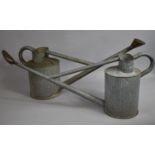 Two Vintage Long Spout Galvanized Watering Cans