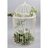 A Modern Wall Hanging Cylindrical Bird Cage with Domed Top, 50cms High