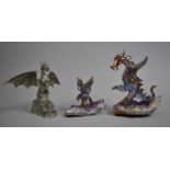 Two Amethyst Crystal Ornaments, Dragon and Eagle, together with a Limited Edition Pewter Dragon