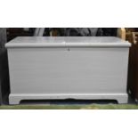 A Grey Painted Pine Blanket Chest with Iron Carry Handles, 110cm wide