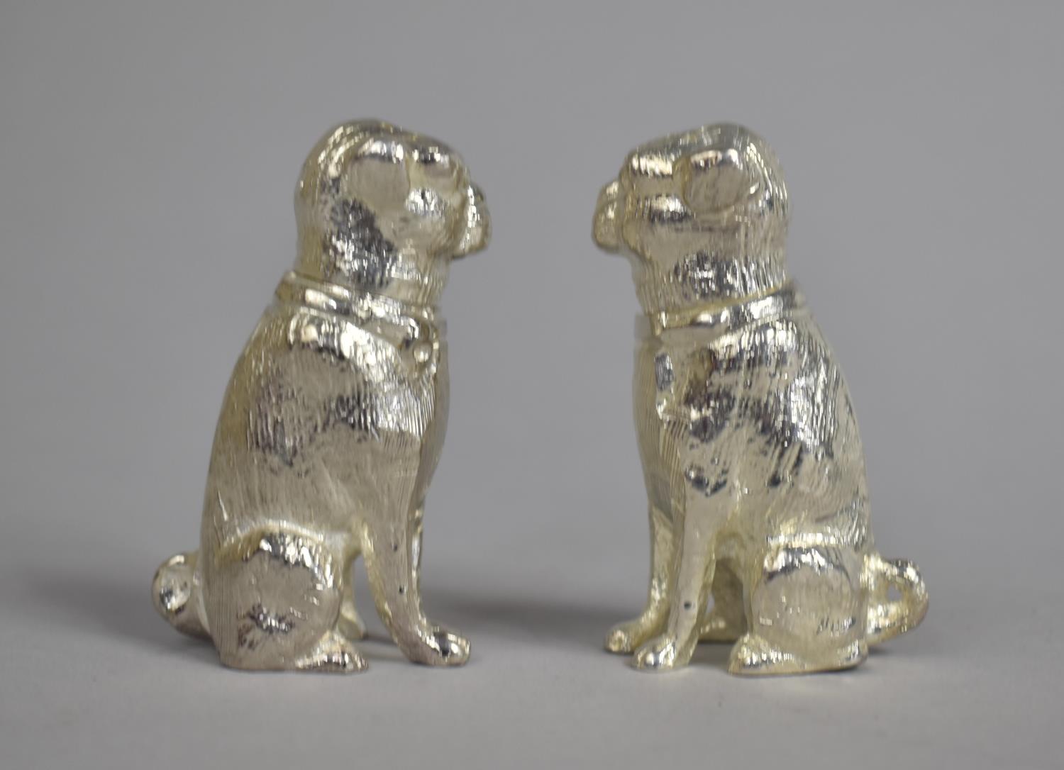 A Pair of Silver Plated Pepperettes in the Form of Seated Dogs, 6.75cms High - Image 2 of 4