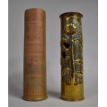 Two Trench Art Brass Shell Bases, one Inscribed Jerusalem December 1917, The Other with Sunflower
