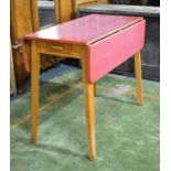 A Mid 20th Century Formica Topped Drop Leaf Kitchen Table with Single Drawer, 91cm Long