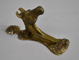 A Novelty Brass Door Knocker Decorated with Horses Head and Galloping Fox, 13.5cms High