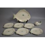 A Shorter and Sons Fish Service to comprise Fish Serving Plates, Six Plates and a Sauce Boat in