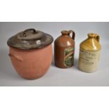 A Collection of Various Glazed Items to Comprise Lidded Pot, Bottomley and Hay Brewers Bottle, Ink