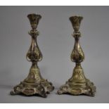 A Pair of Polish Silver Plated Candlesticks Stamped Fraget and Galw, 26cms High